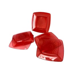 Prato Acrílico Resistente 15Cm Vermelho Translúcido - 70 Un