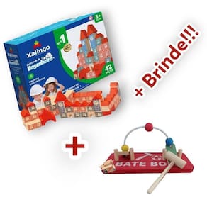 Kit Blocos Engenheiro + Brinquedo Pedagógico Madeira + Brind