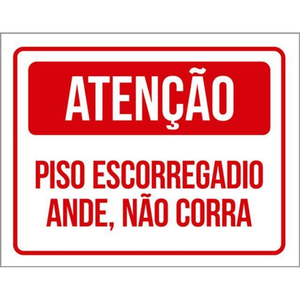 Kit 10 Placas Atenção Piso Escorregadio Ande Não Corra 36X46