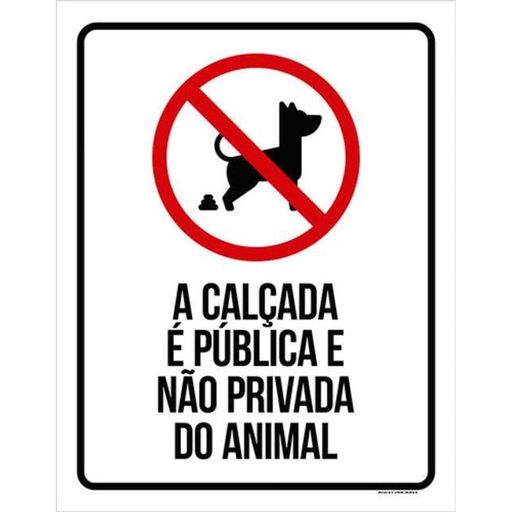 Kit 5 Placas Calçada Pública Não Privada Animal 36X46