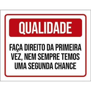 Kit 5 Placas Qualidade Faça Direito Primeira Vez 36X46