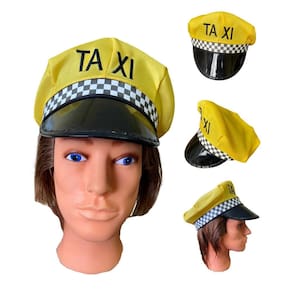Boina Quepe Chápeu Taxi Americano Fantasia Amarelo Carnaval
