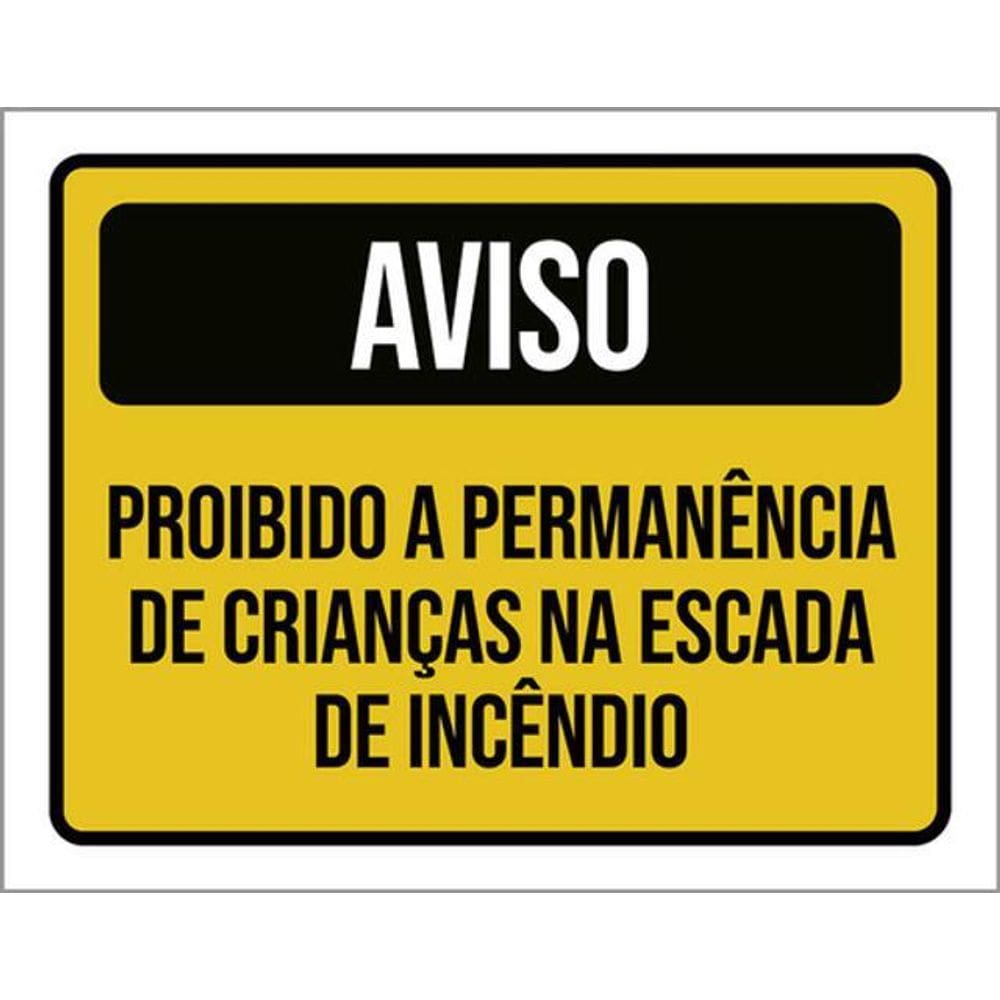 Kit 10 Placa Permanência Crianças Escada Incêndio 36X46