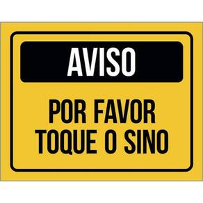 Kit 3 Placas Aviso Por Favor Toque Sino Amarela 36X46