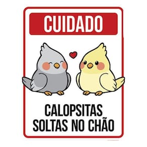 Kit 3 Placas Cuidado Calopsitas Soltas Chão 36X46