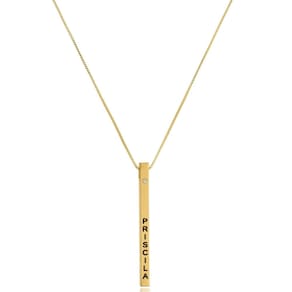 Colar Personalizado Na Vertical Com Nome Folheado Em Ouro 1