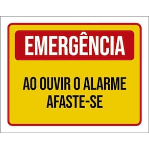 Kit 3 Placas Emergência Ao Ouvir Alarme Afaste-Se 36X46