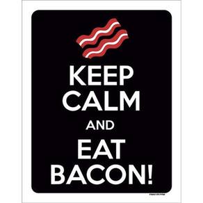 Kit 3 Placas Keep Calm And Eat Bacon 36X46