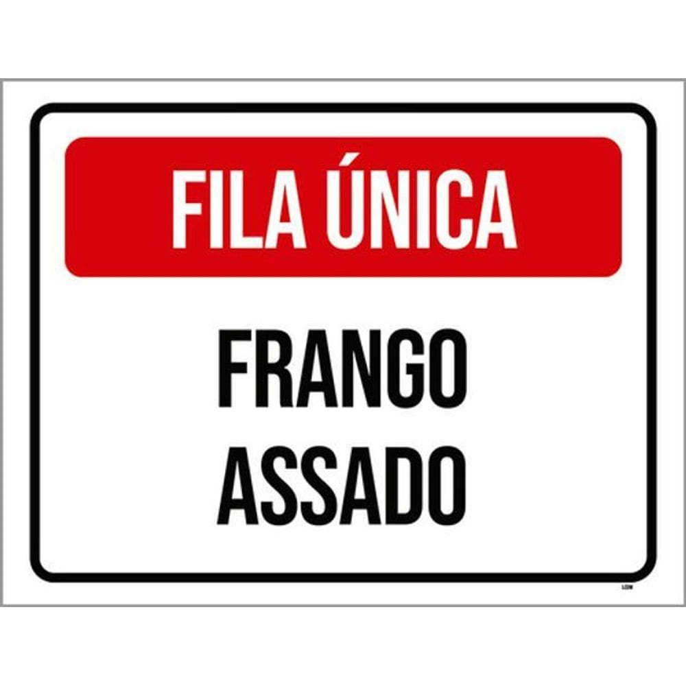 Kit 3 Placas Fila Única Frango Assado 36X46