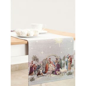 Caminho de Mesa Nativity 45x140cm Gobelin Lurex Dourado