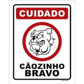 Kit 10 Placas Cuidado Cãozinho Bravo Desenho 36X46