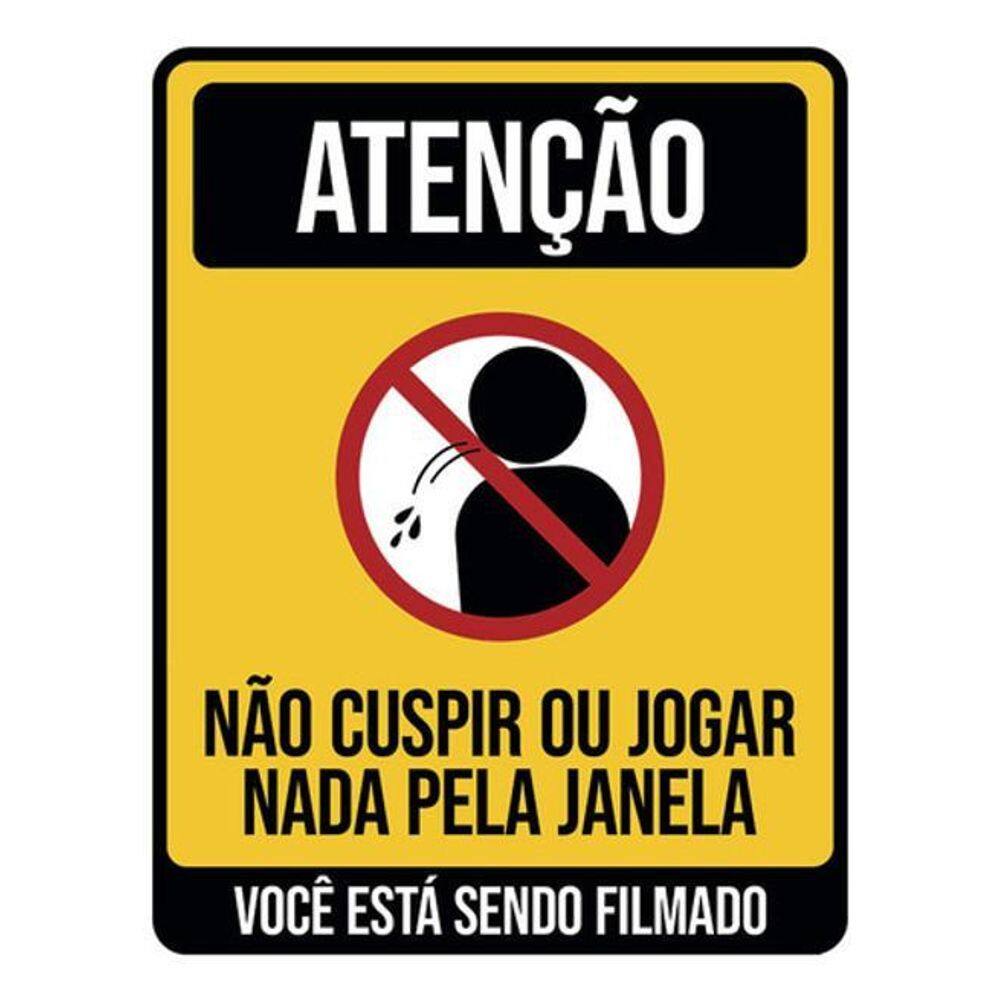 Placa Atenção Não Cuspir Jogar Nada Janela Filmado 36X46