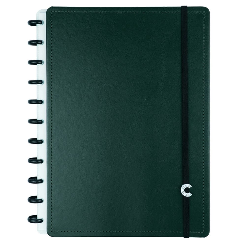 Caderno Inteligente Dark Green Verde Escuro Tamanho A4 Grande Capa Dura Disco Universitário Escolar Folha Destacável 90g