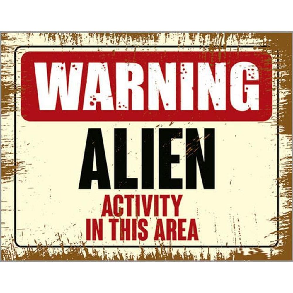 Kit 3 Placas Warning Alien Activity In This Area 36X46