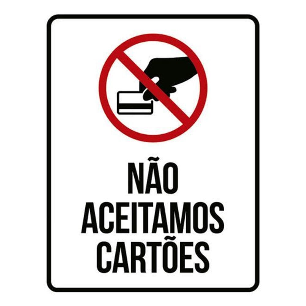 Kit 3 Placas Não Aceitamos Cartões Ícone 36X46