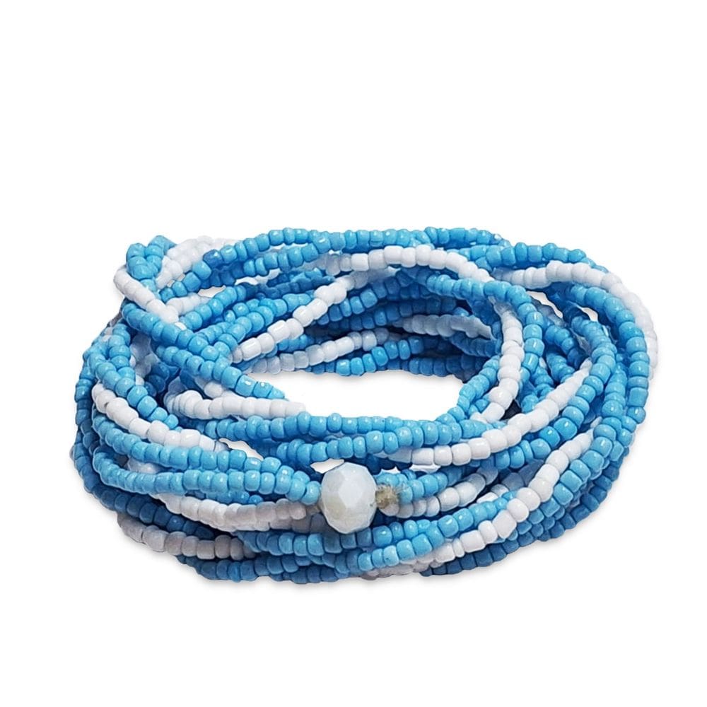 Guia Brajá 3 Fios Trançado Erê Azul e Branco 60 cm Umbanda