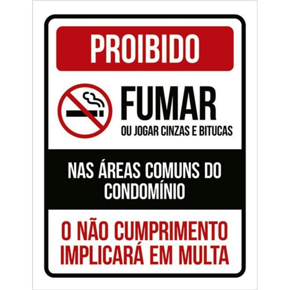 Kit 10 Placa Fumar Jogar Áreas Comuns Condomínio 36X46