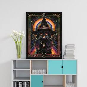 Quadro Decorativo Gata Bruxa 24X18Cm - Com Vidro