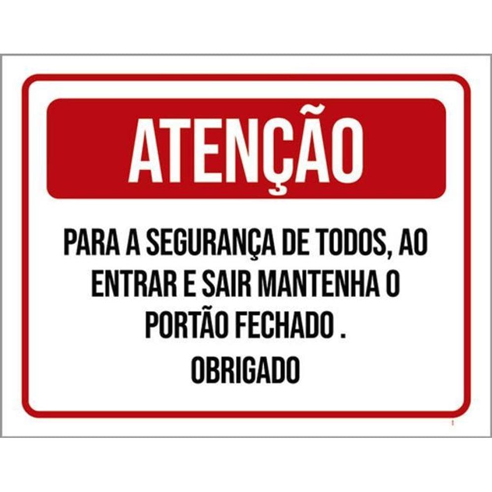 Kit 3 Placas Segurança Todos Vermelha Portão 36X46
