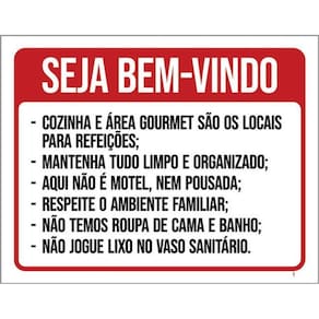 Kit 5 Placa Bem Bindo Regras Do Airbnb Cozinha Gourmet36X46