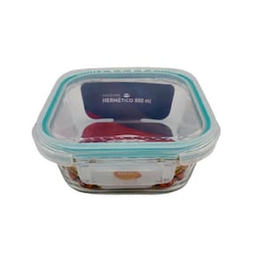 Pote De Vidro Hermetico Quadrado 800 Ml