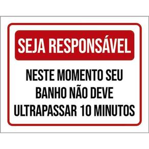 Kit 5 Placas Seja Responsável Momento Banho 10 Minutos 36X46