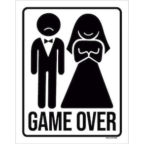 Kit 3 Placas Game Over Casamento 36X46