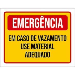 Kit 10 Placas Emergência Em Caso Vazamento Material 36X46