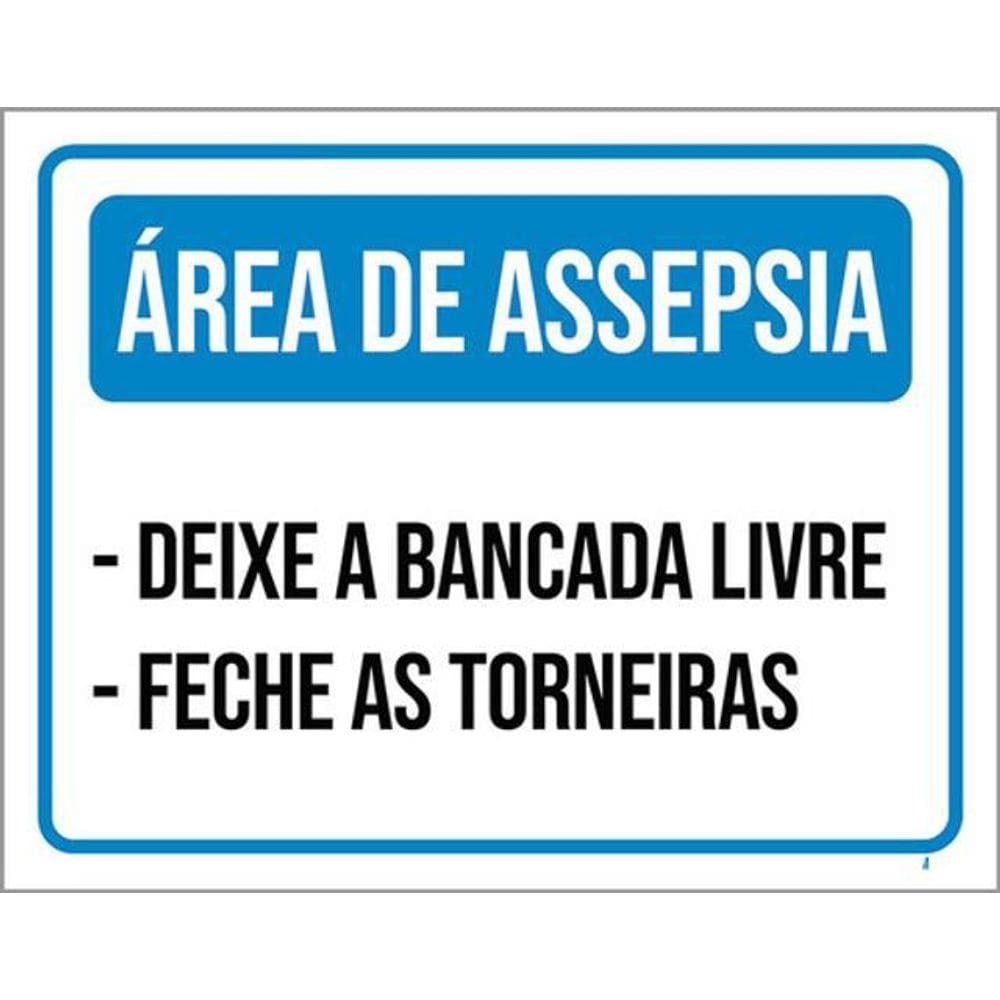 Kit 5 Placas Área De Assepsia Bancada Livre 36X46