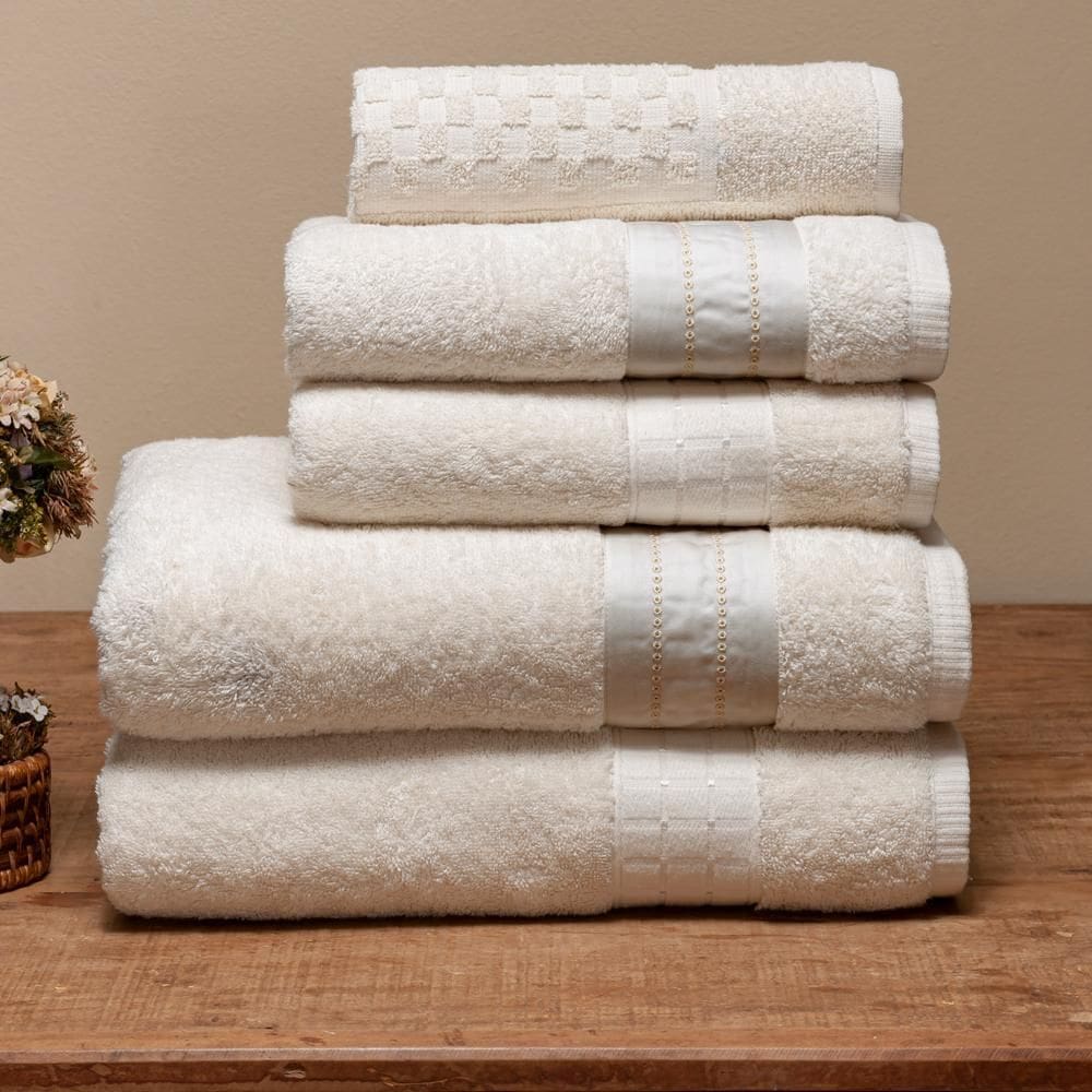 Jogo De Banho Pádua 5Pçs 100% Algodão Egípcio Palha