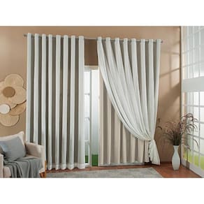 Cortina Gaze Linho Forro Blackout 3,00X2,70 Palha E Marfim