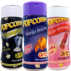 Combo 3 Temperos Pipoca Popcorn Sabores Queijo Nacho, Sal Do