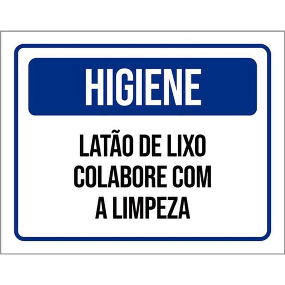 Kit 5 Placas Higiene Latão Lixo Colabore Com Limpeza 36X46