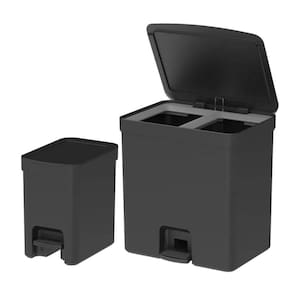 Kit 2 Lixeiras Pedal Dupla 20L E 6L Cesto De Lixo - Azul