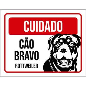 Kit 3 Placas Cuidado Cão Bravo Rottweiler Pb 36X46