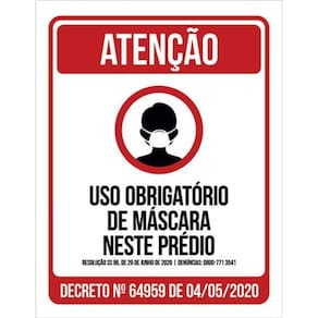 Kit 3 Placas Obrigatório Máscara Neste Prédio 36X46