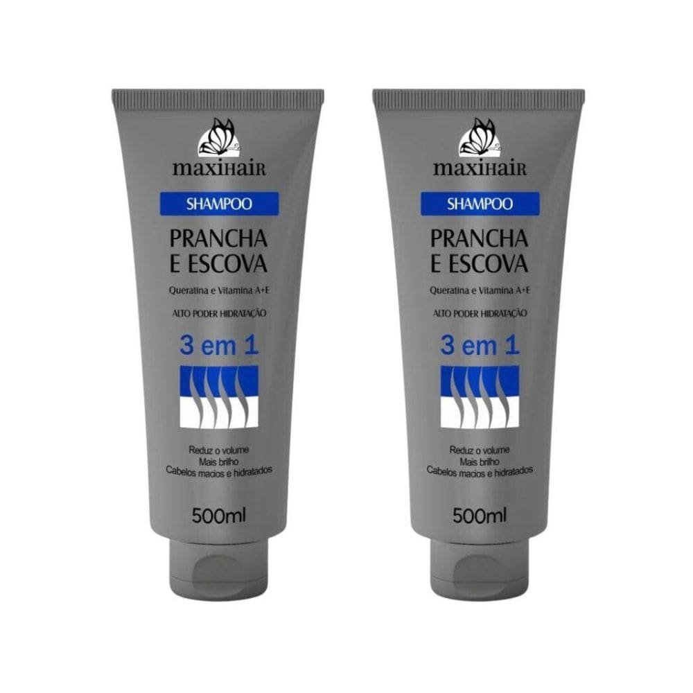 Shampoo Maxihair 500Ml Prancha E Escova 3 Em 1 - Kit Com 2Un