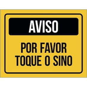 Kit 5 Placas Aviso Por Favor Toque Sino Amarela 36X46