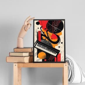 Quadro Decorativo Teclado - Música 33X24Cm - Com Vidro