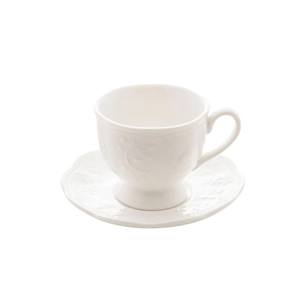 Xícara Para Café Com Pires Em Porcelana Butterfly Flower 100ml Lyor
