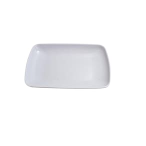Prato Bandeja Plástica Melanina Retangular Branca 21Cm-2Un