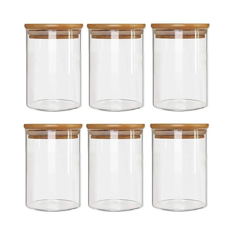 Kit 6 Potes Borossilicato Hermético Tampa Bambu 450Ml Class