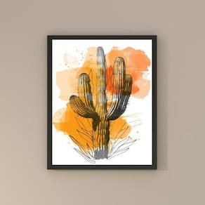 Quadro Moderno Abstrato Cacto 24X18Cm - Com Vidro