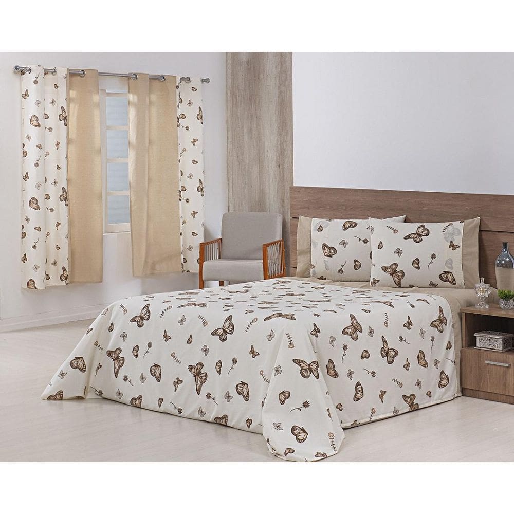 Jogo Lençol 4 Peças Cama Viúva 2,03Mx1,20Mx35Cm 100% Algodão