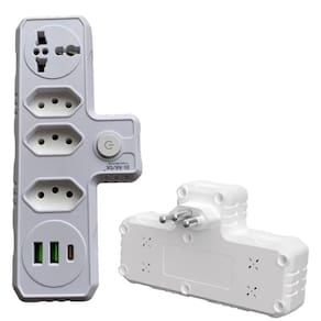 Adaptador De Tomada Bm-8704A 7 Em 1 Com Usb-C / Usb Até 250V
