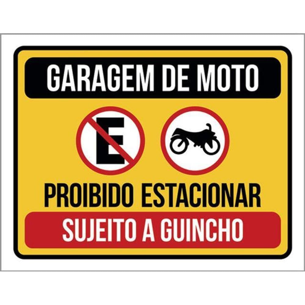 Kit 3 Placas De Garagem Moto Proibido Estacionar 36X46