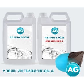 Resinas Epóxi 1Kg + Corante Semi-Transparente Aqua Ag Baixa