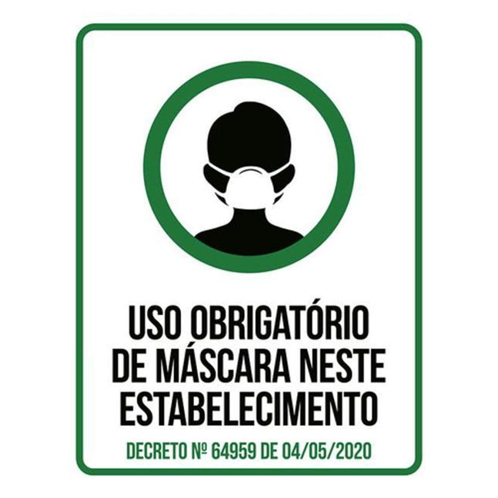 Kit 3 Placa Obrigatório Máscara Neste Estabelecimento 36X46