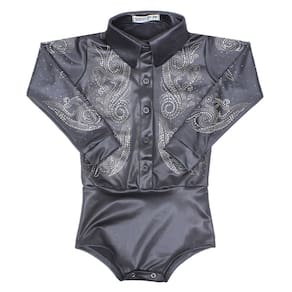 Body Infantil Bordado com Strass Preto Country City 36876