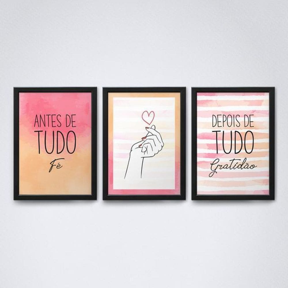 Quadros Decorativos Fé e Gratidão, Tons V6, A4, 20x30cm